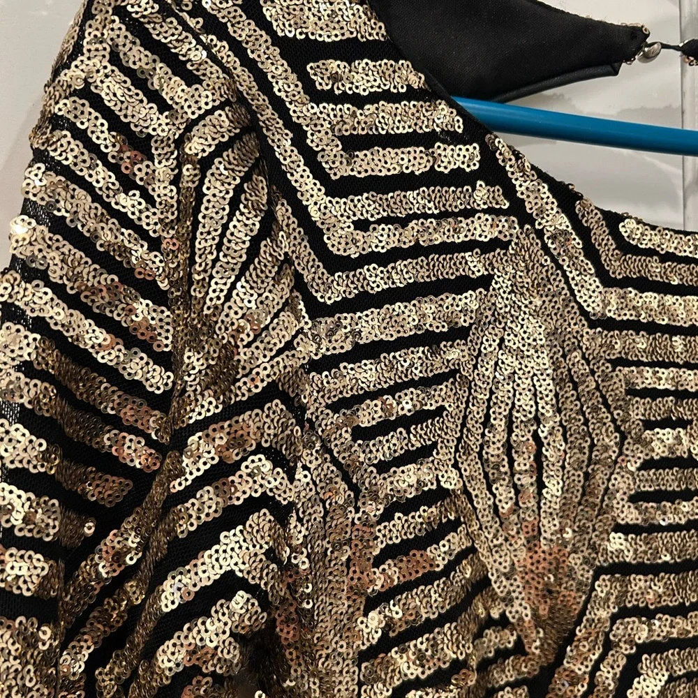 Akira Gold Open Back Sequin NYE dress Size S - Picture 5 of 5